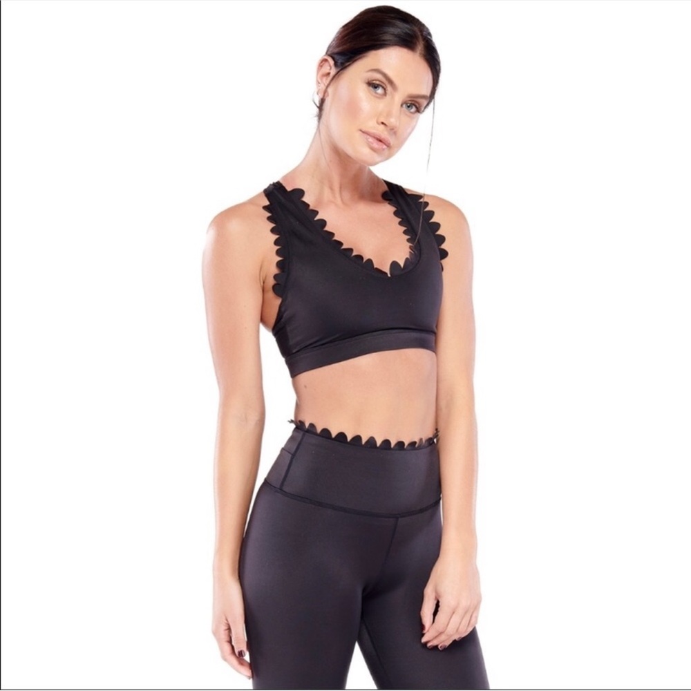 Electric Yoga - Lusting Scalloped Black Sports Bra - Picture 3 of 11